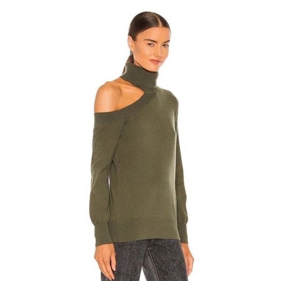 L'Agence Easton One Shoulder Sweater New with Tags Size Large Dark Green - Picture 7 of 16